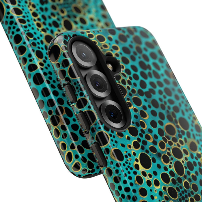 Turquoise en Zwart Abstract Stippenpatroon