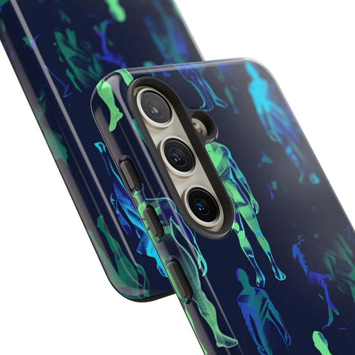 Blauw-Groene Neon Figurenpatroon