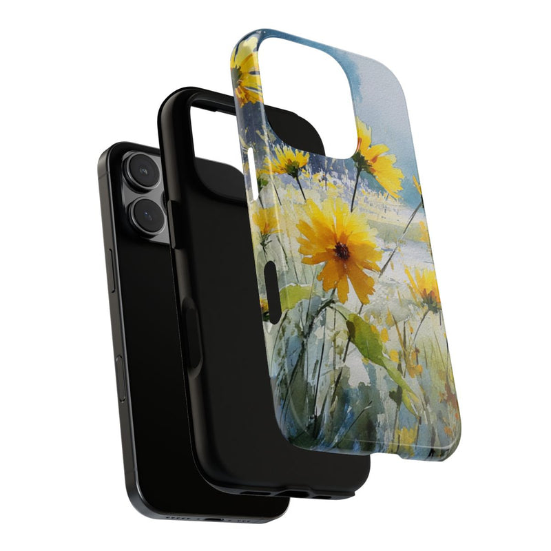 Gele Zonnebloemen in Pastelkleurig Landschap