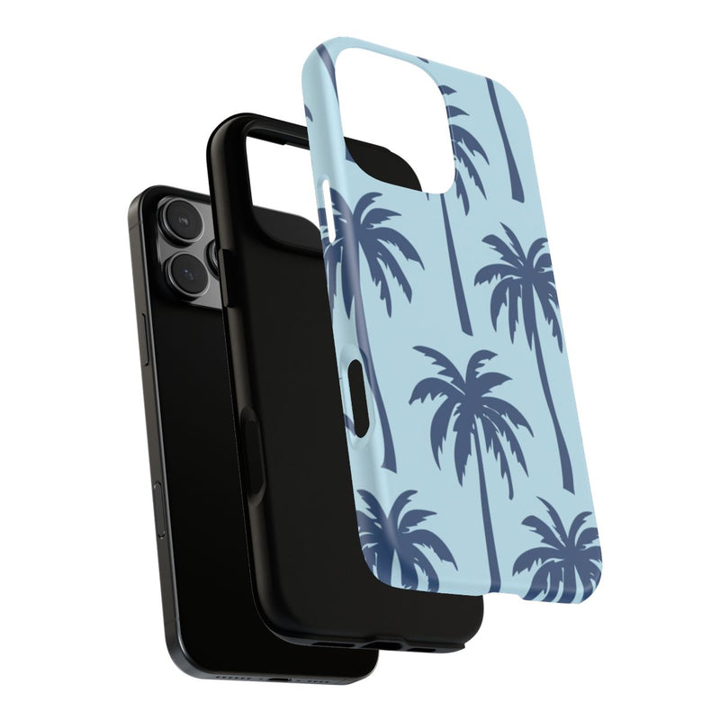 Donkerblauw Palmboompatroon