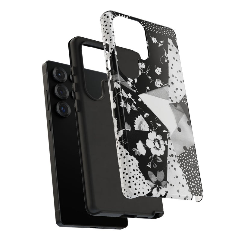 Monochrome Bloemen- en Polkadot Patchwork
