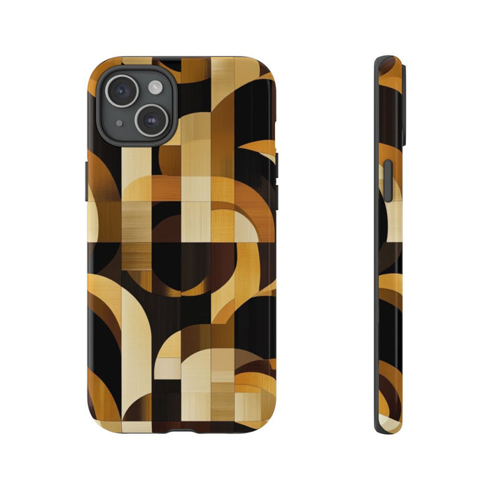 Geometrisch Art Deco Patroon in Bruin en Goud