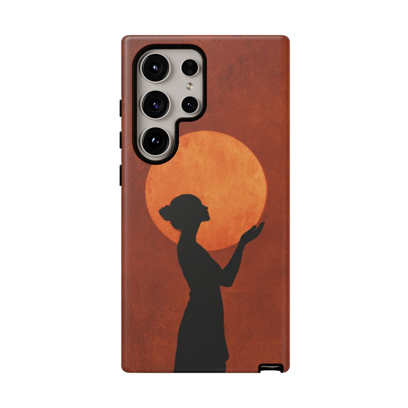 Zilveren Silhouet van Vrouw met Zon Boven Haar Hoofd