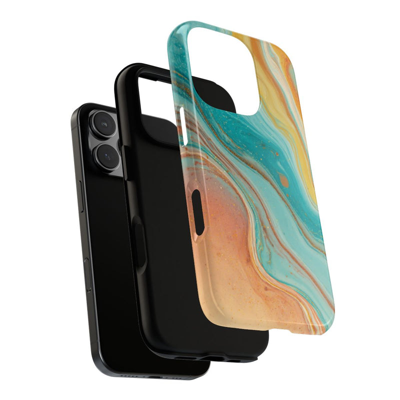 Oranje en Teal Marmer Abstract