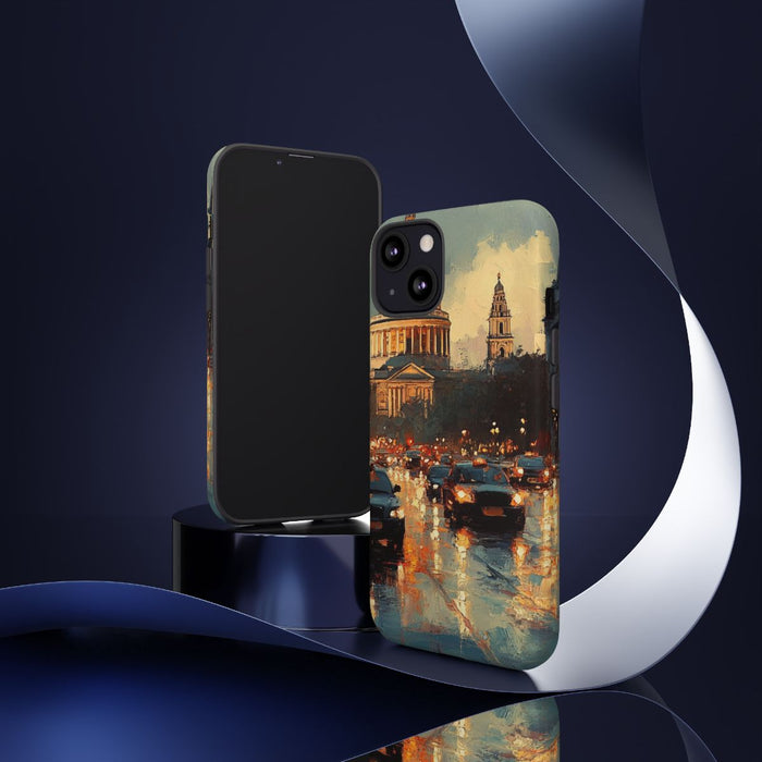 St. Pauls Kathedraal bij Schemering met Natte Straat