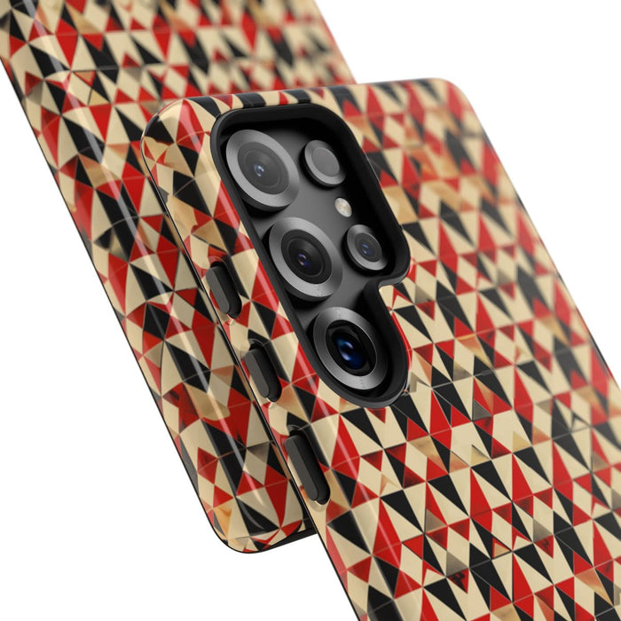 Geometrisch Abstract Patroon in Rood en Zwart
