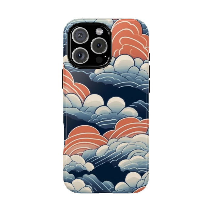 Gestileerd Wolkenpatroon in Blauw en Oranje
