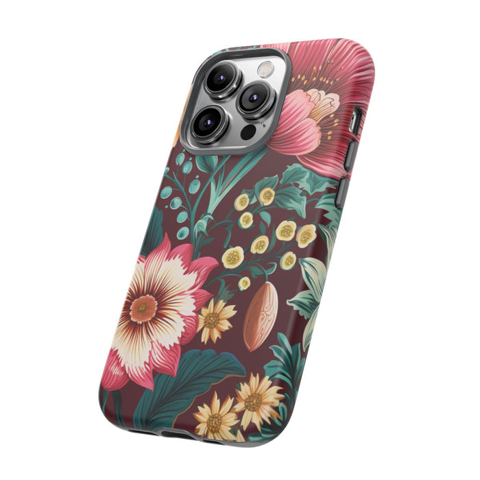Botanisch Bloemenpatroon in Amber en Teal