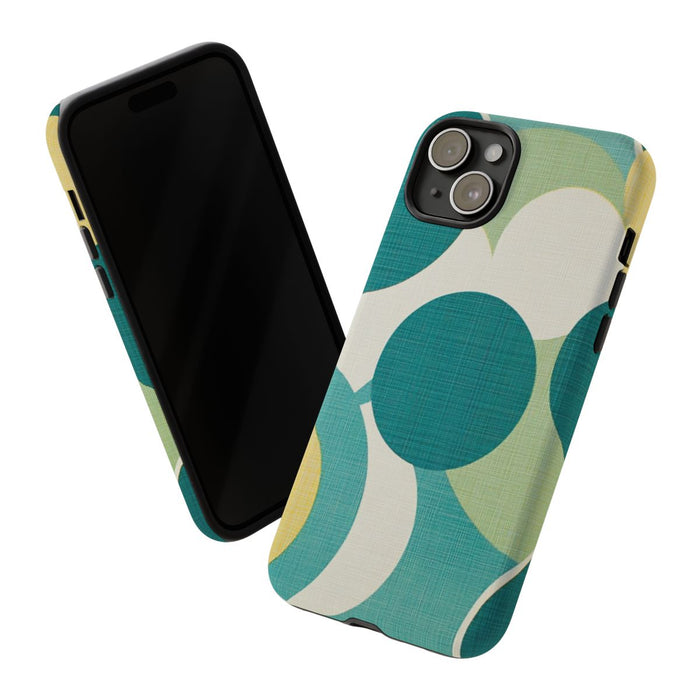 Retro Patroon met Blauwe en Gele Cirkels