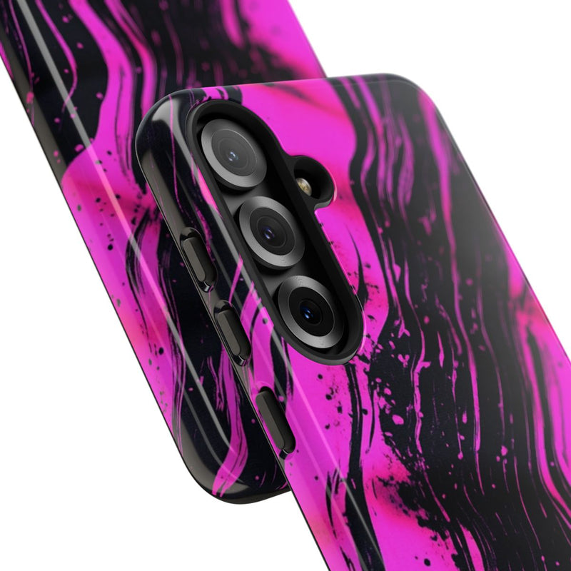 Neonroze en Zwart Abstract Patroon