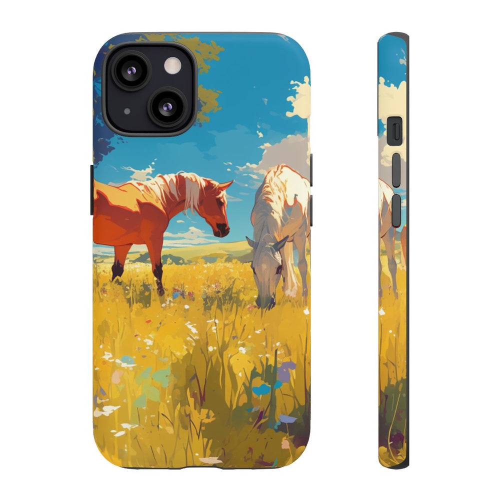 Paarden Grazend in Zonnig Veld