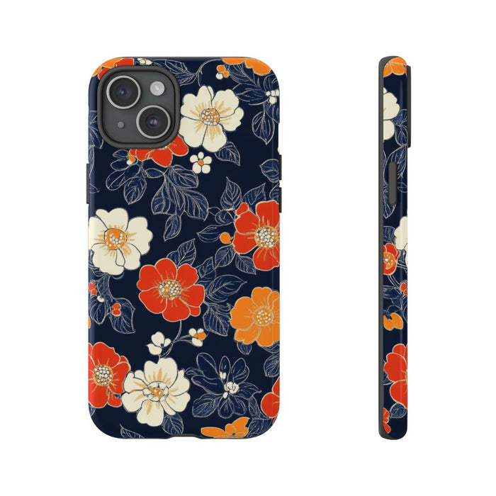 Oranje en Witte Bloemenprint