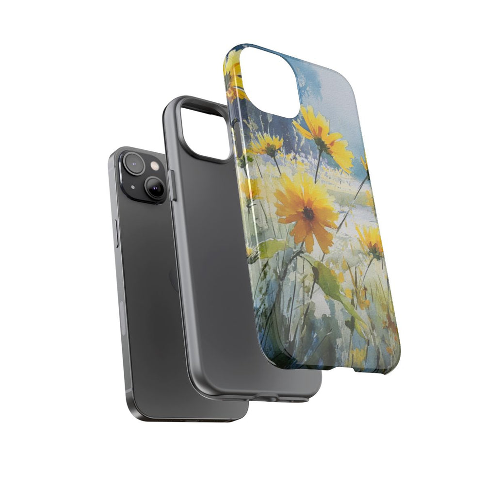 Gele Zonnebloemen in Pastelkleurig Landschap