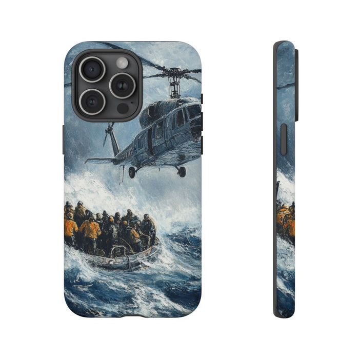 Helikopterredding op Zee in Olieverf