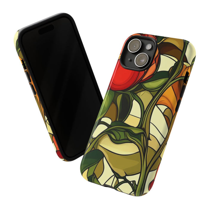 Rood-Oranje Art Nouveau Bloemmotief