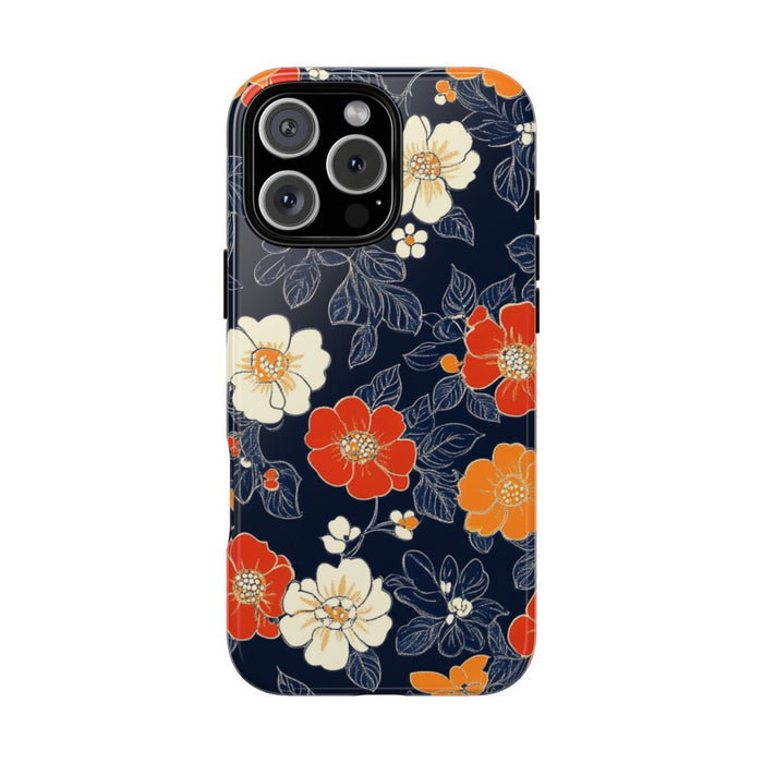 Oranje en Witte Bloemenprint