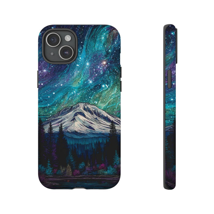 Psychedelische Nachtelijke Hemel boven Bergen