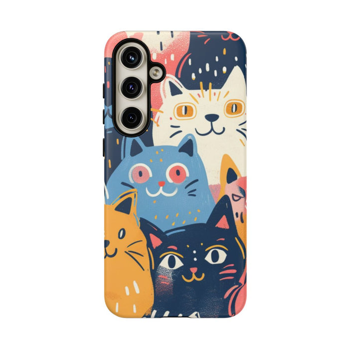 Vrolijk Kattenpatroon in Kleurrijke Illustratie