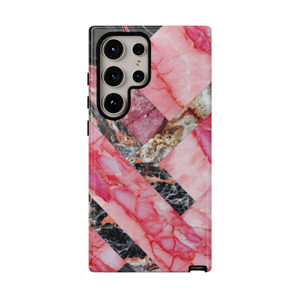 Roze en Zwart Geometrisch Marmerpatroon