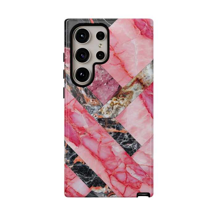 Roze en Zwart Geometrisch Marmerpatroon