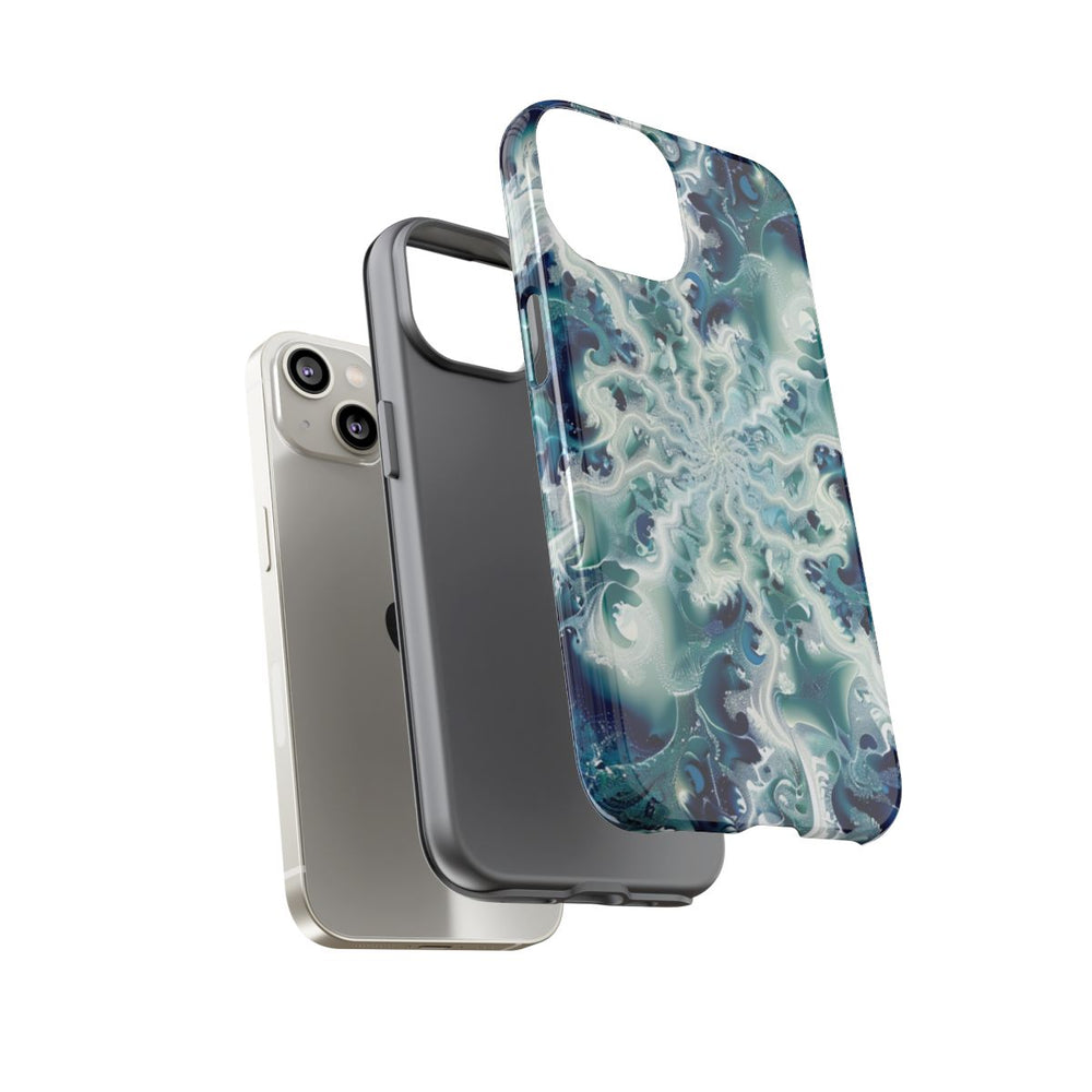 Blauw-Groene Fractalwerveling met Glans