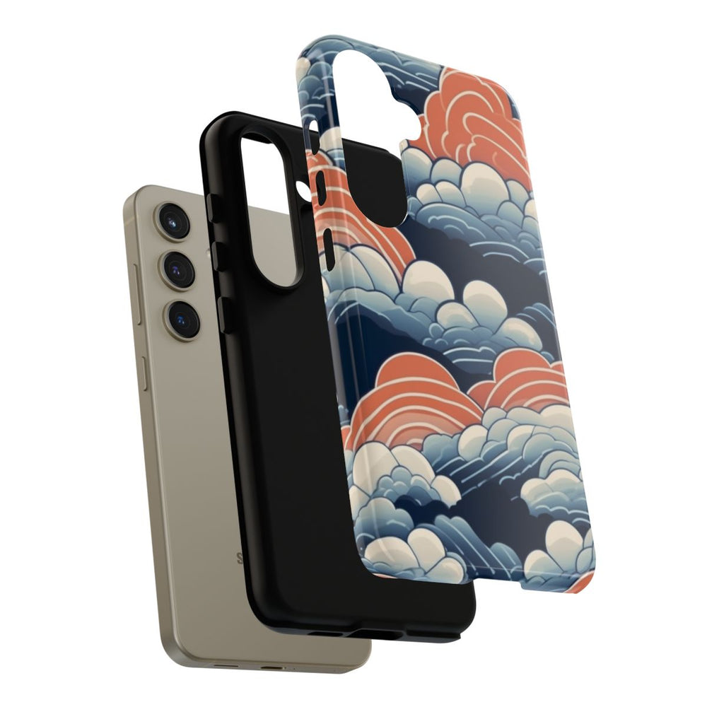 Gestileerd Wolkenpatroon in Blauw en Oranje