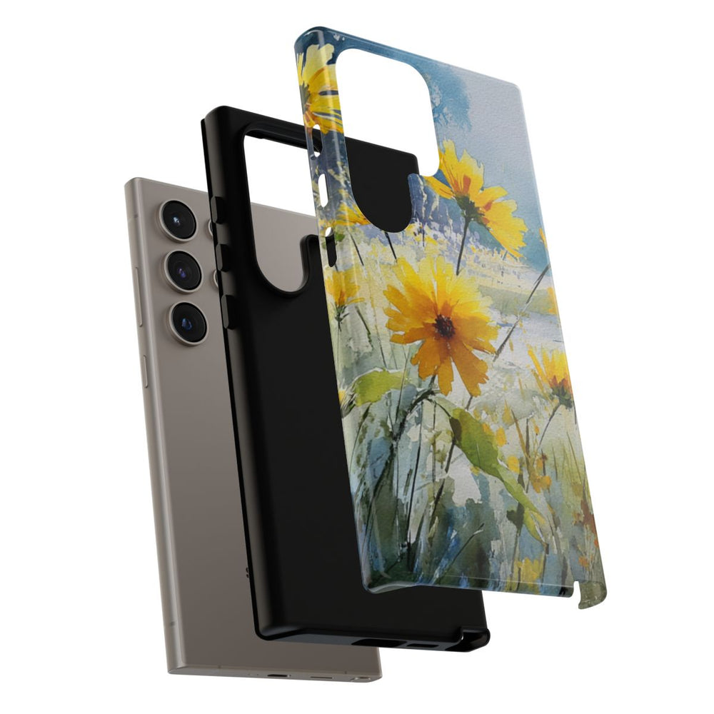 Gele Zonnebloemen in Pastelkleurig Landschap