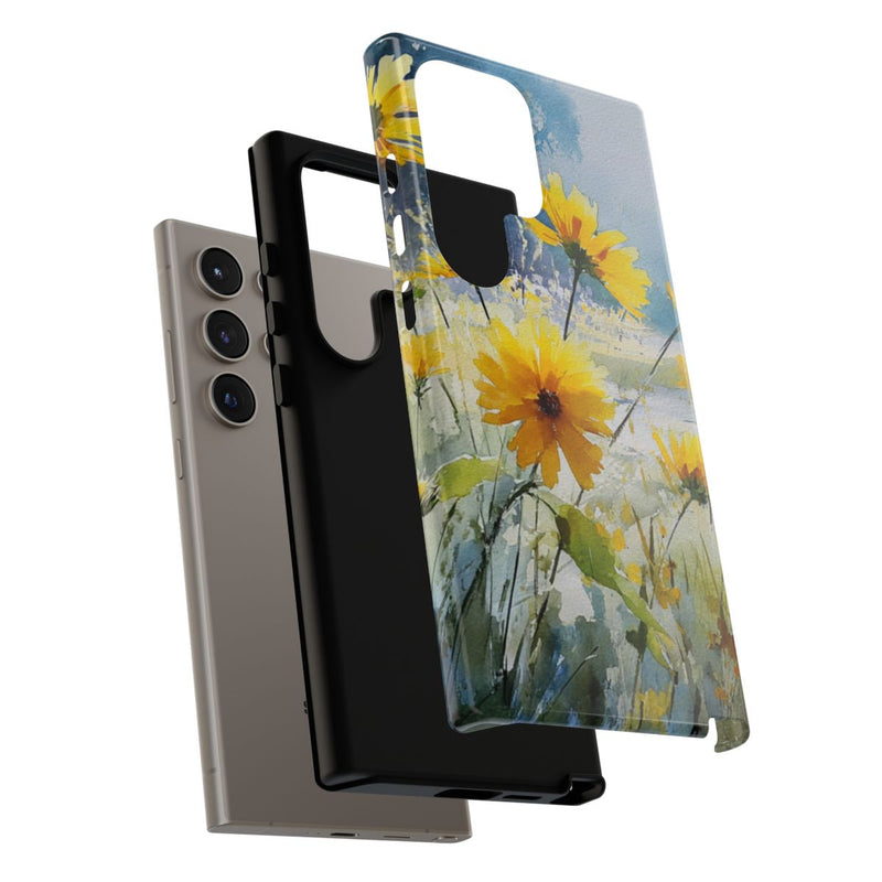 Gele Zonnebloemen in Pastelkleurig Landschap