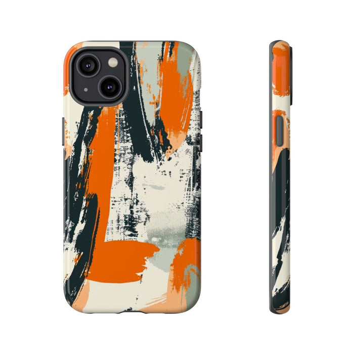 Abstract Oranje-Zwart Penseelstrepenpatroon