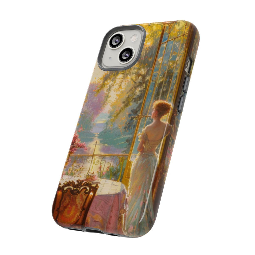 Elegante Vrouw in Zonovergoten Kamer met Bloemendecoratie