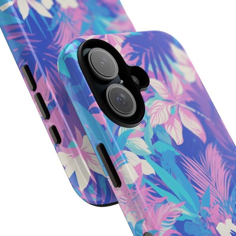 Tropisch Bloemenpatroon in Paars en Cyaan