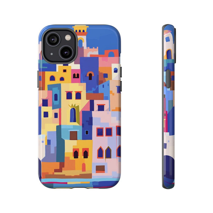 Kleurrijke Illustratie van een Kuststad