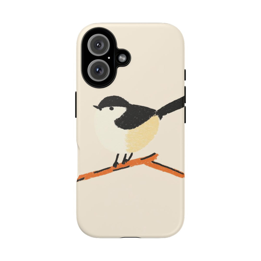 Minimalistische Vogelillustratie op Tak
