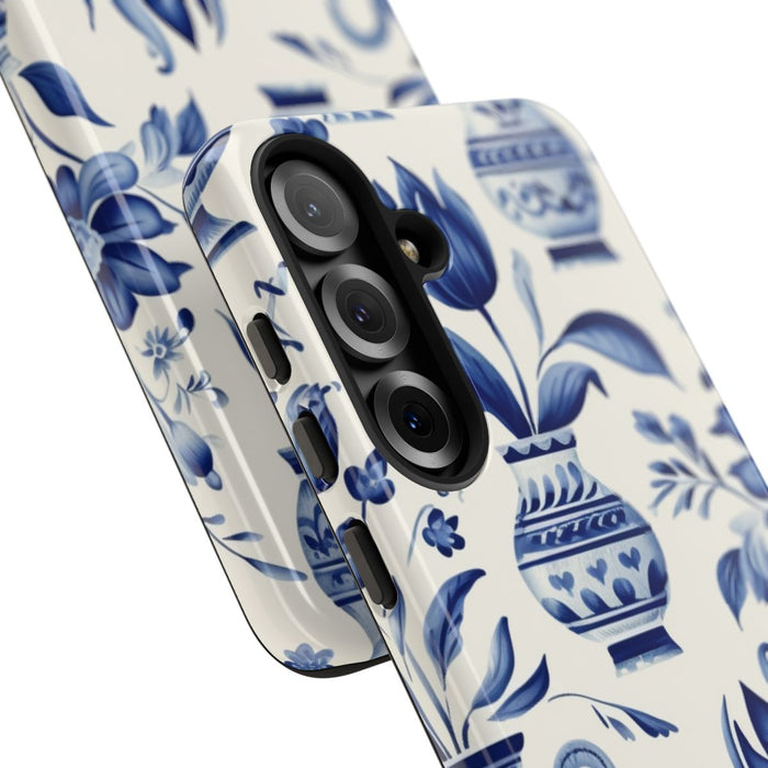 Blauw Bloemmotief met Delfts Vaaspatroon