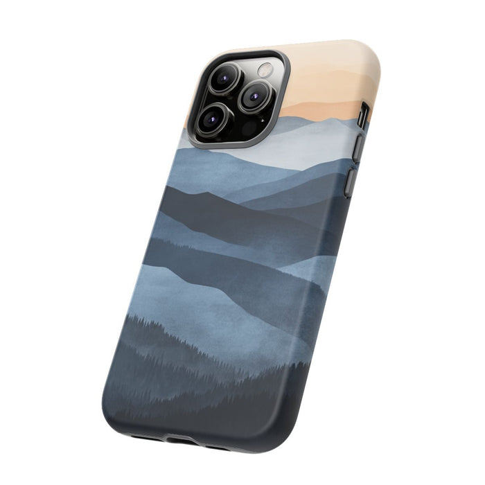 Gelaagd Berglandschap in Blauwe en Beige Tinten