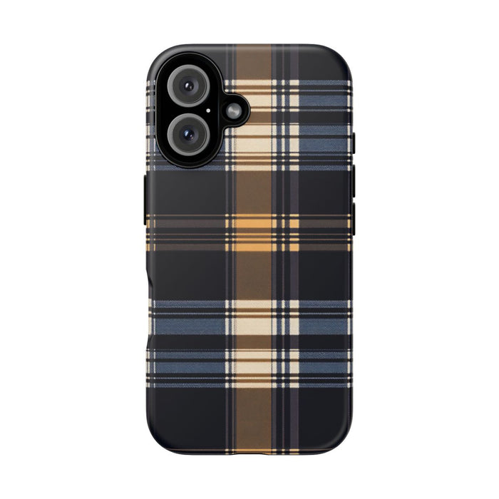 Caramel en Donkerblauw Geruit Patroon