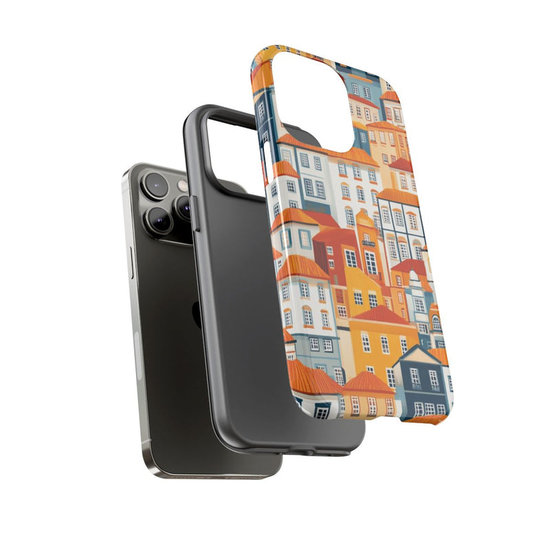 Kleurrijke Huisjespatroon met Glanzende Afwerking