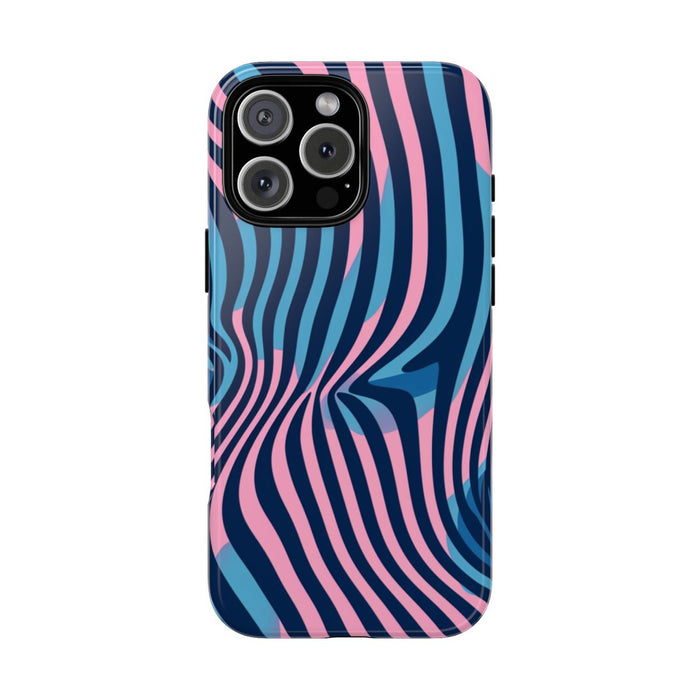 Golvend Blauw-Roze Optische Illusiepatroon