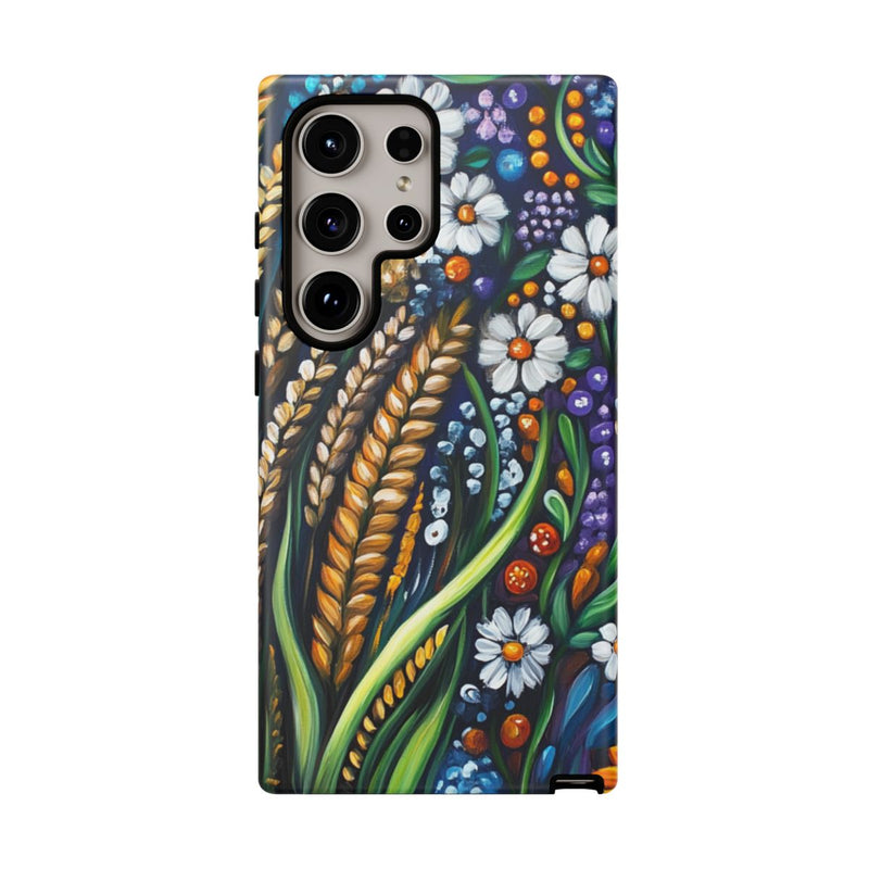Kleurrijke Bloemen en Gouden Tarwe in Folklorestijl