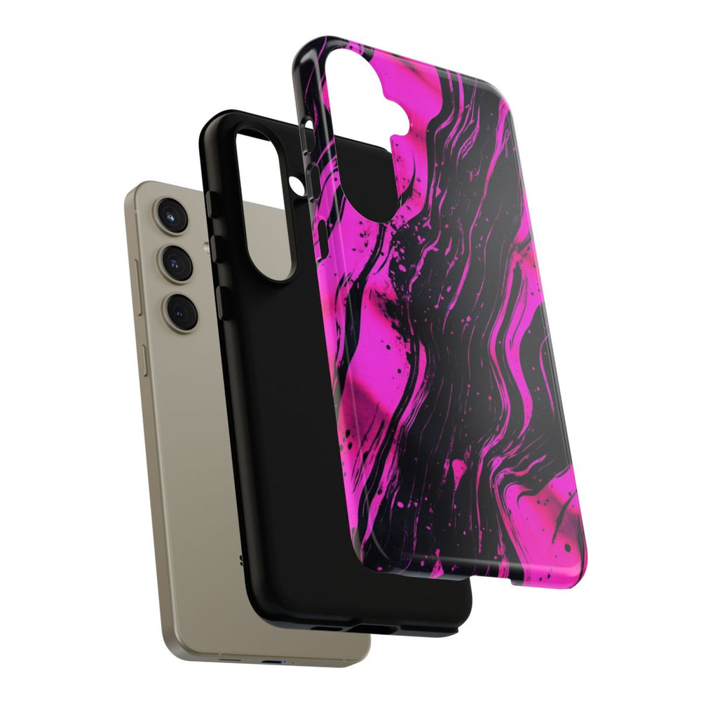 Neonroze en Zwart Abstract Patroon