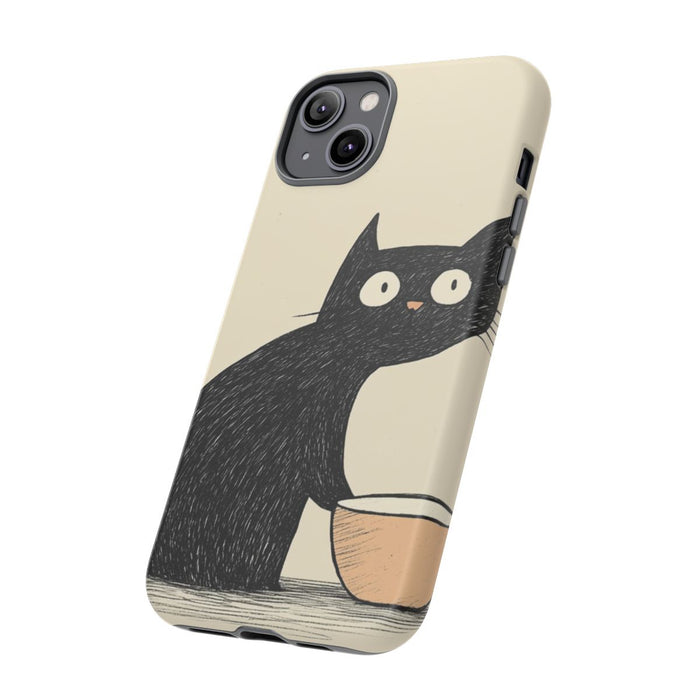 Zwarte Kat met Kom Illustratie