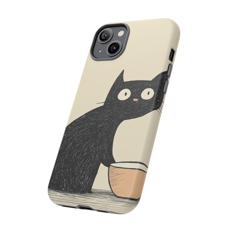 Zwarte Kat met Kom Illustratie