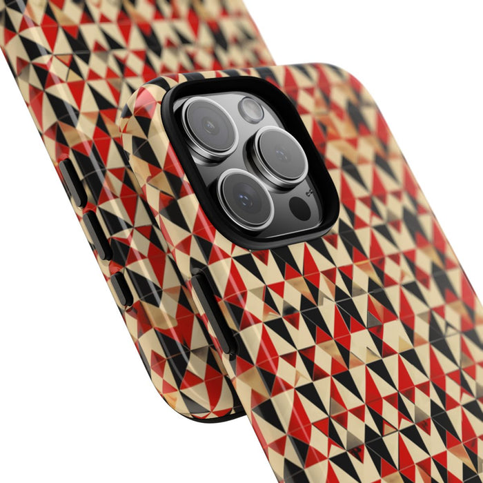 Geometrisch Abstract Patroon in Rood en Zwart