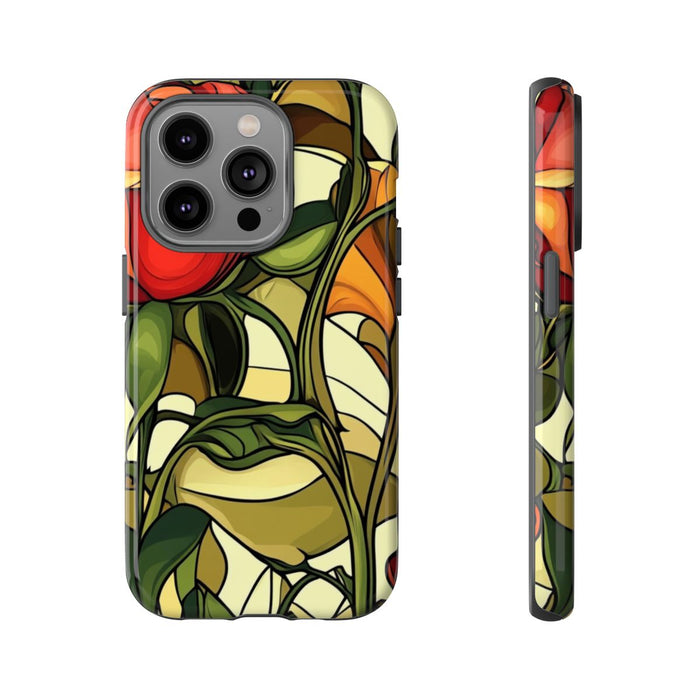 Rood-Oranje Art Nouveau Bloemmotief