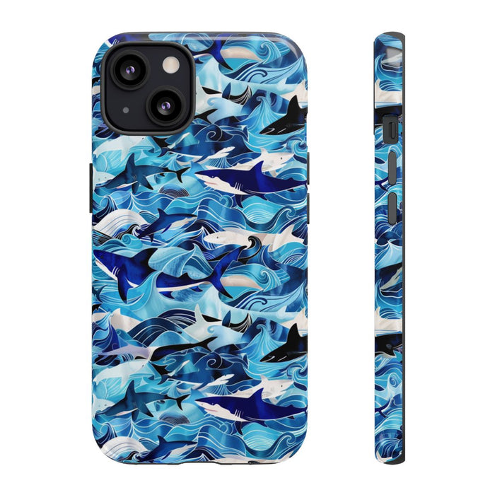 Blauwe Oceaangolven en Haaienpatroon