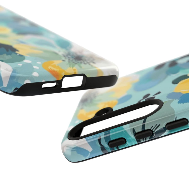 Turquoise Bloemenpatroon met Stippen