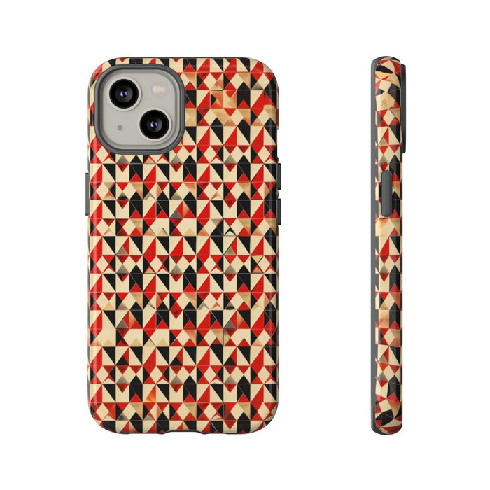 Geometrisch Abstract Patroon in Rood en Zwart
