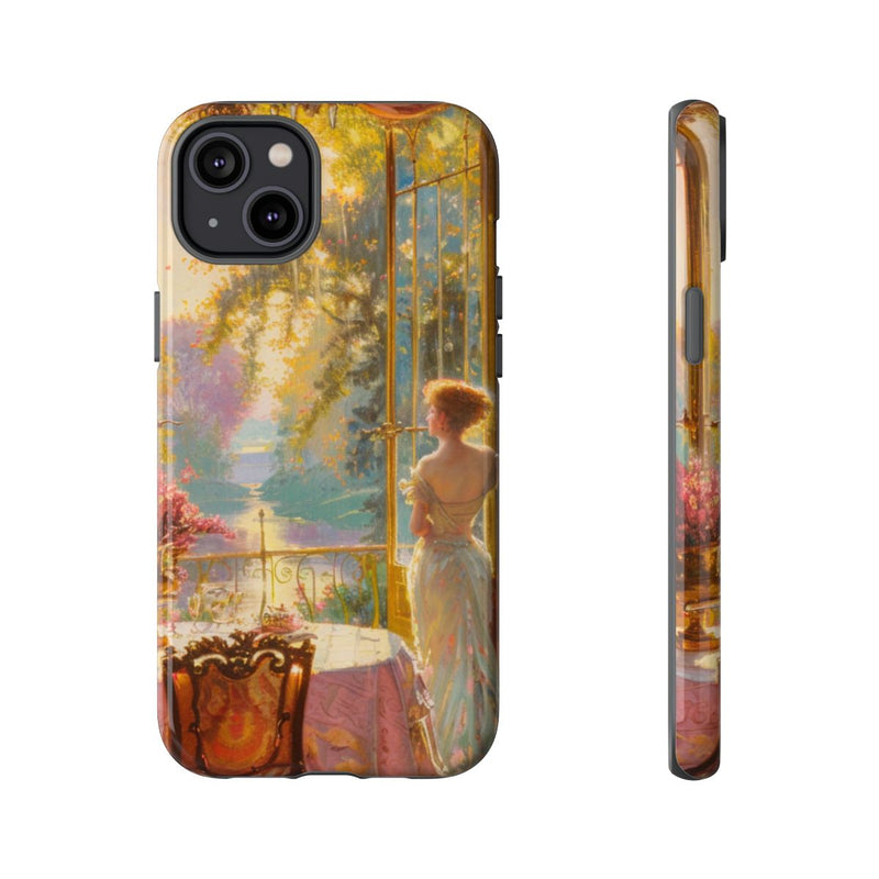 Elegante Vrouw in Zonovergoten Kamer met Bloemendecoratie