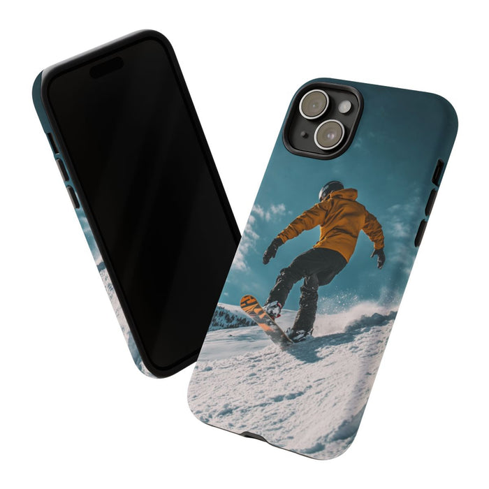 Snowboarder met Gele Jas op Besneeuwde Hellings
