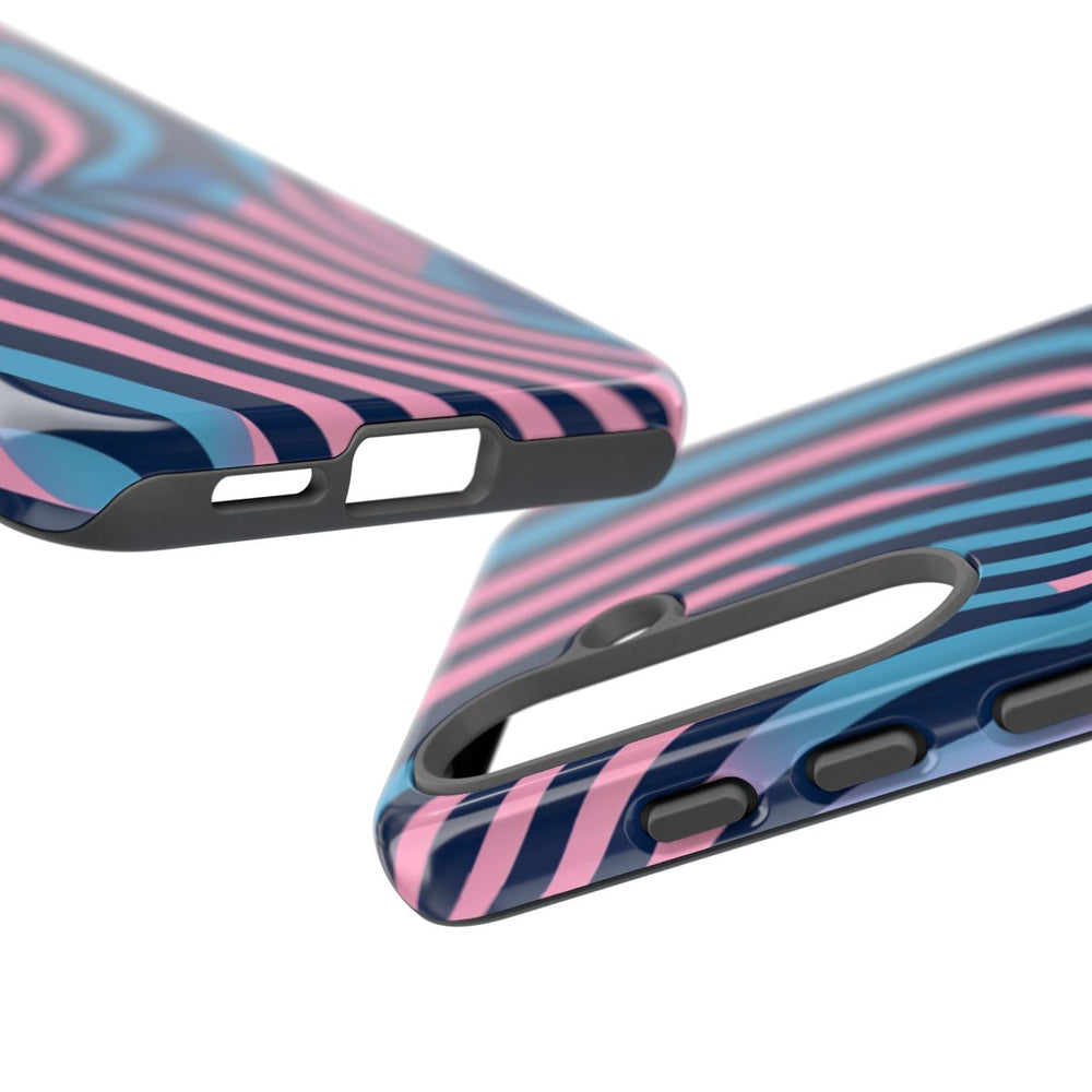 Golvend Blauw-Roze Optische Illusiepatroon